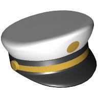 Hat, Captain's Cap with White Top, Gold Stripe, Dot print