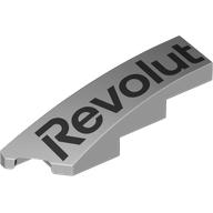 Slope Curved 1 x 4 with Stud Notch Left with Black 'Revolut' print