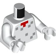 Torso, Light Bluish Grey Squares, Pixelated Red Tie print, White Arms and Hands