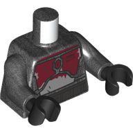 Torso, Dark Red/Light Bluish Grey Mandalorian Armor, Scratched print, Pearl Titanium Arms, Black Hands