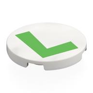 Tile Round 3 x 3 with Bright Green 'L' print