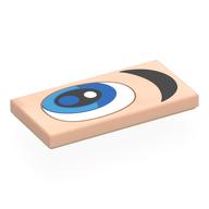Tile 2 x 4 with White/Blue Eye, Black Eyebrow, Left print