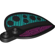 Plant, Leaf/Petal 4 x 6 x 1 1 / 3 with Magenta Shapes, Dark Turquoise Stripes, Black Circles print