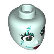 Minidoll Head, Green Eyes, Dark Turquoise Eyeshadow, Stitches, Dark Red Lips