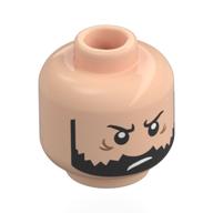 Minifig Head Captain Haddock, Black Eyebrows, Beard, Crow's Feet, Angry / Annoyed