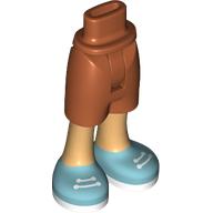 Minidoll Hips and Mid-Length Shorts with Warm Tan Legs, Medium Blue Shoes, White Laces, Soles print