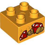 Duplo Brick 2 x 2 with Coins and Red Gems (Jewels) Print