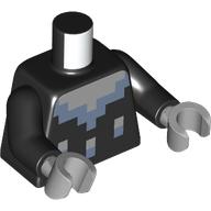 Torso, Light Bluish Grey/Sand Green Pixelated Collar, Streaks print, Black Arms, Light Bluish Gray Hands