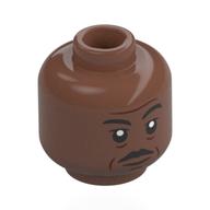 Minifig Head Moff Gideon, Black Eyebrows, Moustache, Wrinkles, Neutral / Angry
