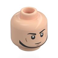 Minifig Head Imperial Remnants Shuttle Pilot, Black Eyebrows, Strap, Cheek Lines, Neutral / Angry