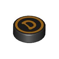 Tile Round 1 x 1 with Bright Light Orange Circle, 'D' print