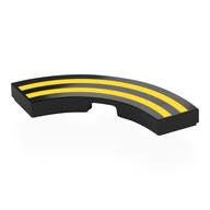 LEGO part Tile 3 x 3 Curved, Macaroni with Yellow Lines print 79393pr0003