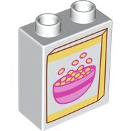 Duplo Brick 1 x 2 x 2 with Bottom Tube with Box of Cereal Print