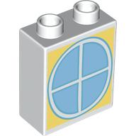 Duplo Brick 1 x 2 x 2 with Bottom Tube with Window Print
