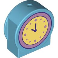 Duplo Brick 1 x 3 x 2 Round Top, Cut Away Sides with Bright Light Yellow Clock Print