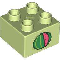 Duplo Brick 2 x 2 with Watermelon Print