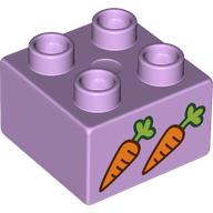 Duplo Brick 2 x 2 with 2 Carrots Print