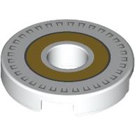Tile Round 2 x 2 with Hole with Gold Circle print