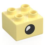 Duplo Brick 2 x 2 with Eye with White Teardrop Spot / Closed Eye Print