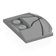 Brick Round 3 x 4 x 2/3 Triple Curved with 2 Sunk Studs with Black Lines, Dots print