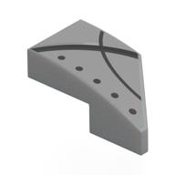 Brick Wedged, Curved 2 x 1 with Stud Notch Left with Black Lines, Dots print