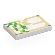 Tile 2 x 3 with Pixelated Green, Tan, and Yellow Squares Print