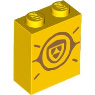 Brick 1 x 2 x 2 with Dark Tan Skye Symbol print