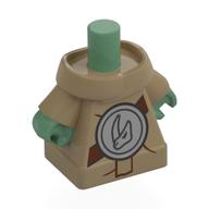 Minifig Body, Grogu with Silver Shield, Reddish Brown Strap print