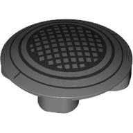 Plate Round 2 x 2 with Rounded Bottom with Black Circles, Lattice print