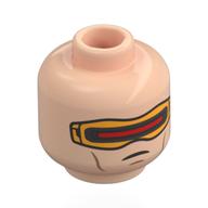 Minifig Head Cyclops, Yellow Visor with Red Lens, Smile / Frown