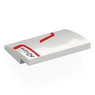 Slope Curved 4 x 3 x 2/3 No Studs with Red Lines, Black 'Riva' print