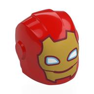 Helmet with Armor Plates and Ear Protectors with Yellow Face and White Triangle Eyes Mouth Print (Iron Man)