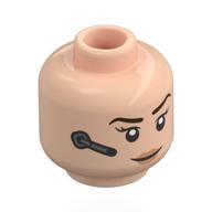 Minifig Head Maria Hill, Eyelashes and Red Lips, Smile with Earpiece / ??? Print