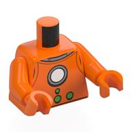 Torso, Retro Spacesuit, Silver /White Circle, Green Buttons print, Orange Arms, Orange Hands