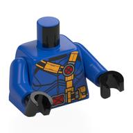 Torso, Chest Armour, Yellow Straps, Red Buckles with X Print, Blue Arms, Black Hands