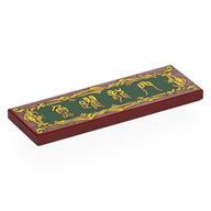 Tile 2 x 6 with Gold Border, Mandarin Symbols on Dark Green Background print