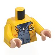 Torso, Rain Coat, Jurassic Park Logo on Back, Sand Blue Jacket, Dark Blue Shirt, ID Badge print,  Yellow Arms, Light Nougat Hands