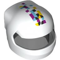 Helmet, Formula 1 with Trans-Black Visor pattern with '32', Magenta/Azure/Yellow/Black Shapes print