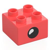 Duplo Brick 2 x 2 with Eye with White Teardrop Spot / Closed Eye Print