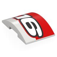 Brick Curved 4 x 6 Double, 2 x 4 Cutout with Red Rectangle, White '16' print