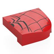 Brick Curved 4 x 4, No Studs with Rounded Corner with Spider Web, and Half of Spider-Man Logo Print