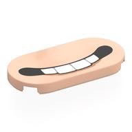 Tile Round 2 x 4 with Mouth, 4 Teeth Print Light Nougat