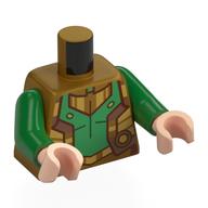 Torso, Bright Green Arms, Light Nougat Hands with print