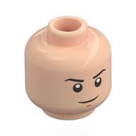 Minifig Head Red, Black Eyebrows, Thin Stern Smile / Open Mouth Screaming