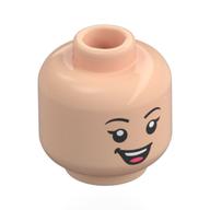 Minifig Head Picnicker, Black Eyebrows, Open Mouth Smile / Closed Eyes Smile