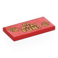 Tile 2 x 4 with Gold 'OH WHAT FUN!', Bells Print Red