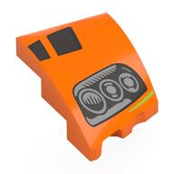Slope Curved 3 x 2 with Stud Notch Left with print