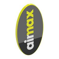 Shield Ovoid with Grip with White 'air', Vibrant Yellow 'max' on Dark/Light Bluish Grey Background print