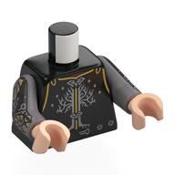 Torso, Flat Silver Arms, Light Nougat Hands with print