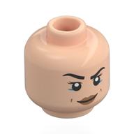 Minifig Head Black Widow, Black Eyebrows, Nougat Lips, Chin Dimples, Stern / Raised Eyebrow Smirk